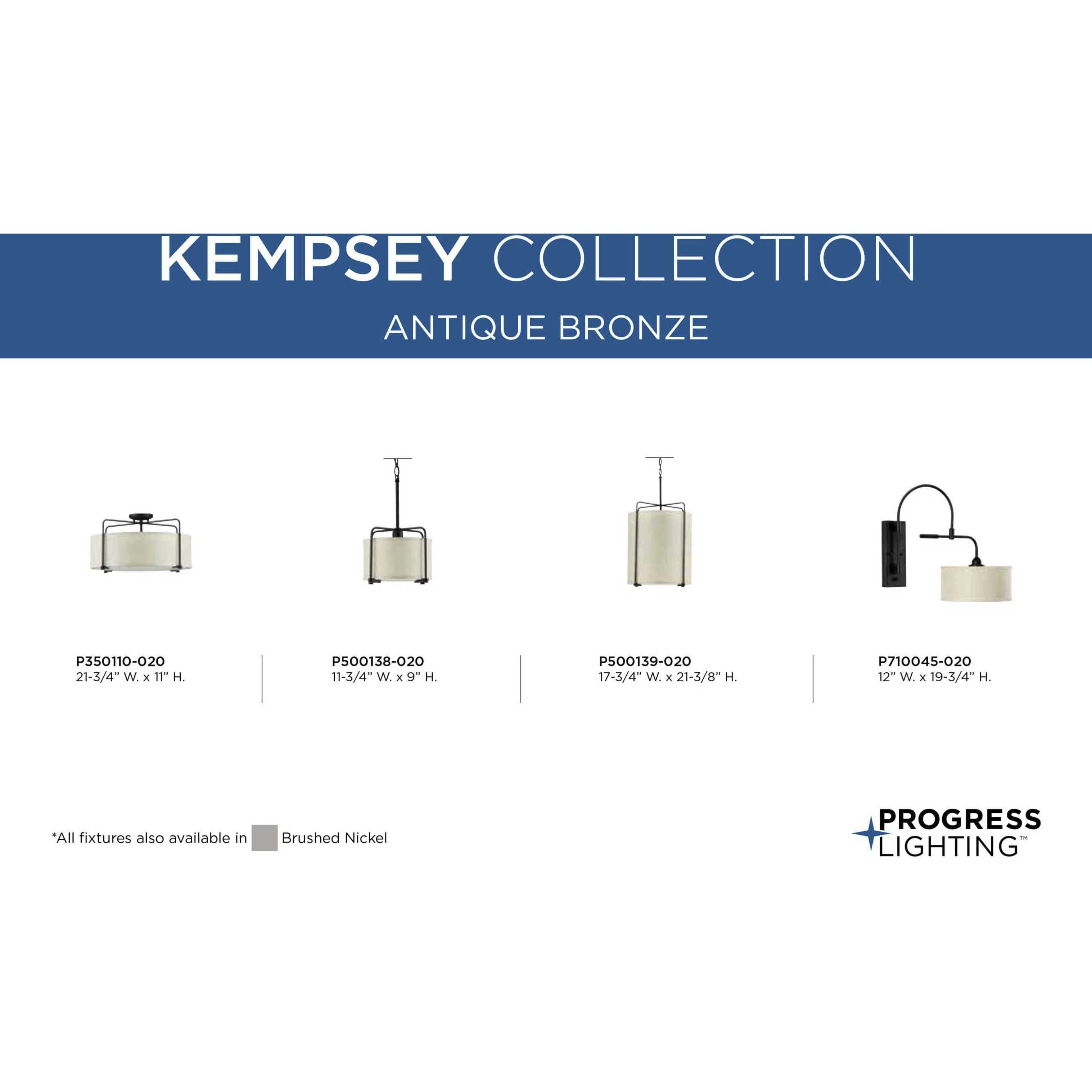 Kempsey 3 Light 22 inch Antique Bronze Semi-Flush Mount Convertible Ceiling Light